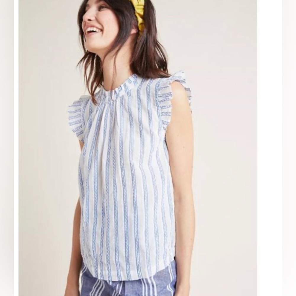 Anthropologie Isabella Sinclair getaway ruffle blouse XSmall